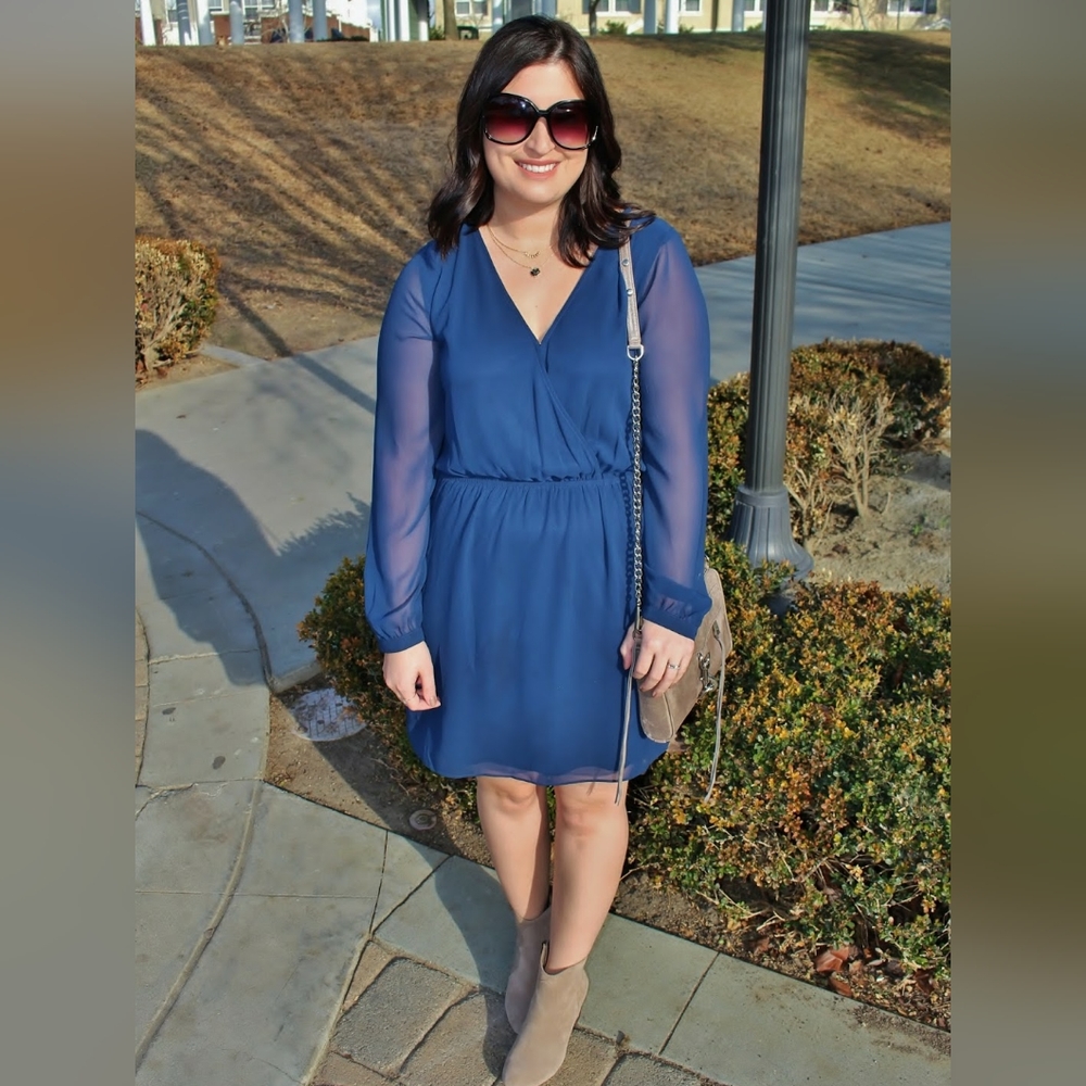 EXPRESS Long Sleeve Surplice Wrap Dress